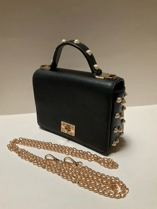 Kate Spade Pearl-Stud Chain Black Crossbody Bag Serrano Place Pearl Maisie MINI - Picture 3 of 14